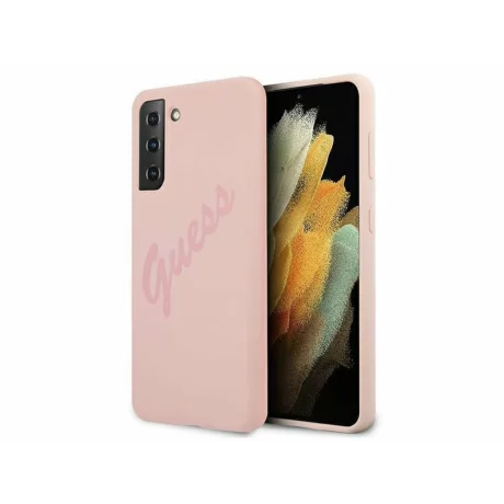 Husa de protectie Guess Vintage Script pentru Samsung Galaxy S21+ 5G,Roz