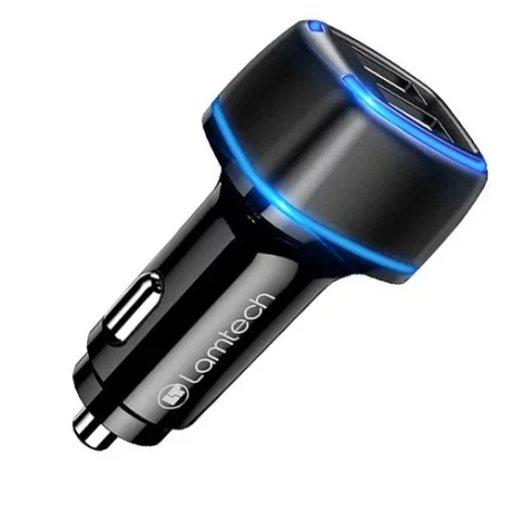 Incarcator auto Lamtech, 2xUSB 2,4A, Negru