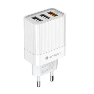 Incarcator retea Lamtech, 1xUSB QC3.0, 2xUSB 3A, Alb