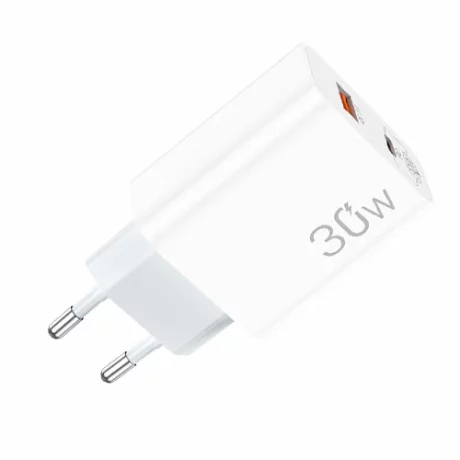 Incarcator retea Lamtech, QC3.0, PD, 30W, 1xUSB, 1xUSB Type-C, Alb
