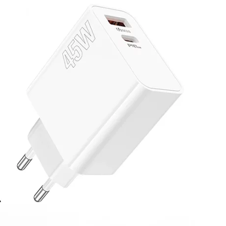 Incarcator retea Lamtech, QC3.0, PD, 45W, 1xUSB, 1xUSB Type-C, Alb