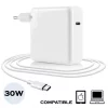 Incarcator retea Lamtech, Type-C 3.1, 30W, 15V, 2A, Cablu 2m, Alb