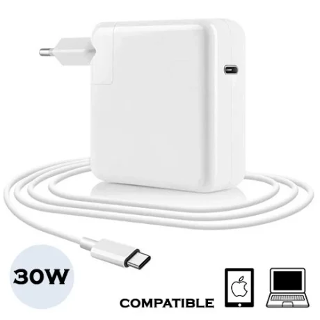 Incarcator retea Lamtech, Type-C 3.1, 30W, 15V, 2A, Cablu 2m, Alb