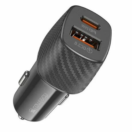 Incarcator auto Lamtech, 1xUSB, 1xType-C, PD25W, USB 18W, Negru