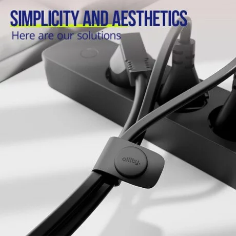 Organizator cabluri Allity, ASA-100, set 3 buc., Negru