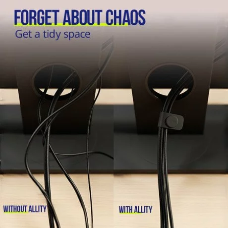 Organizator cabluri Allity, ASA-100, set 3 buc., Negru