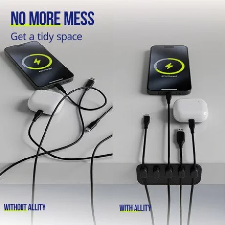 Organizator de cabluri magnetic Allity, ASA-410, Negru