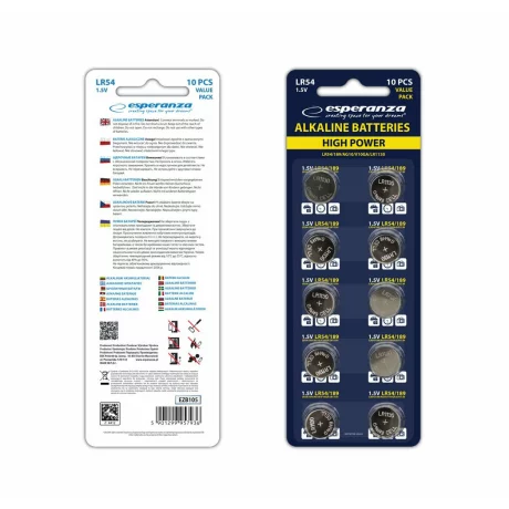 Baterii Alcaline Esperanza, EZB105, L54, 10 buc, Blister