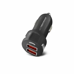 Incarcator auto Esperanza, EZC110K, 36W, 2xUSB-A, QC 3.0, Negru