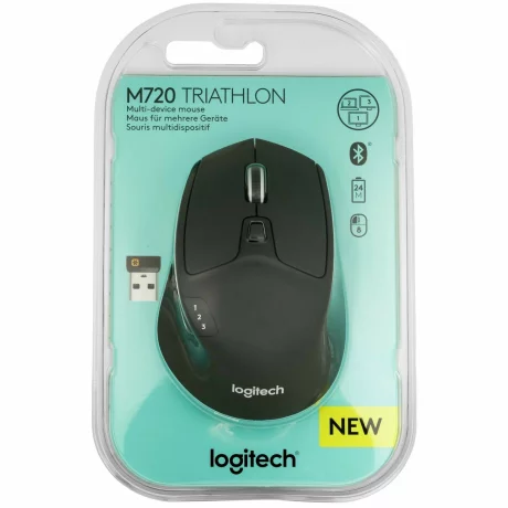 Logitech Wireless Mouse  M720, 1000 DPI, Black