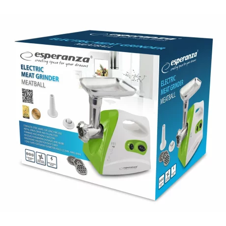 Masina de tocat carne Esperanza Meatball, EKM012G, 600W, Alb/Verde