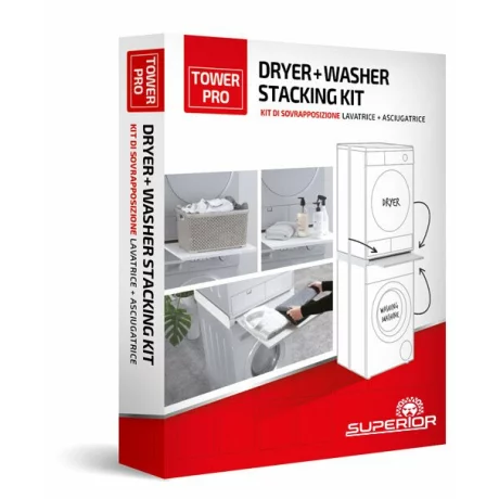 Tower Pro - Suport pentru suprapunerea masinii de spalat si a uscatorului, cu raft detasabil