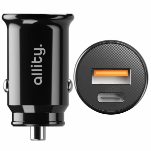 Incarcator auto Allity ACC-100-30WAC, 1x USB-C, 1x USB-A, 30W, Negru