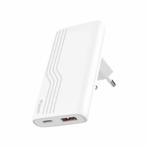 Incarcator Retea Allity ATC-02-65WAC, GaN PD QC, 1x USB-C + 1x USB-A, 65W, Alb