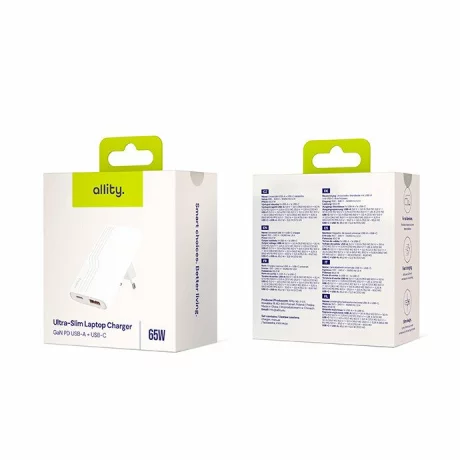 Incarcator Retea Allity ATC-02-65WAC, GaN PD QC, 1x USB-C + 1x USB-A, 65W, Alb
