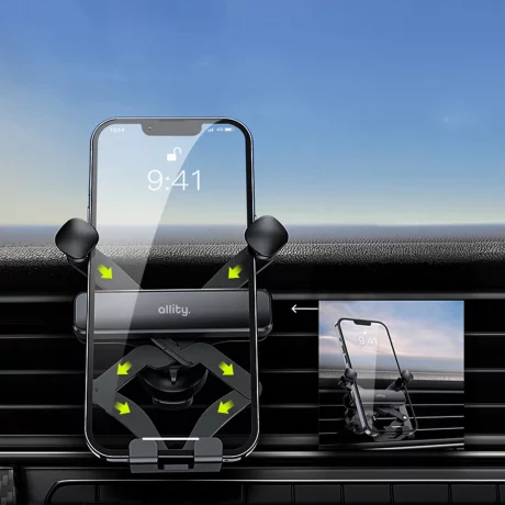 Suport auto Allity, AC ACH-100, fixare in grila de ventilare, Negru