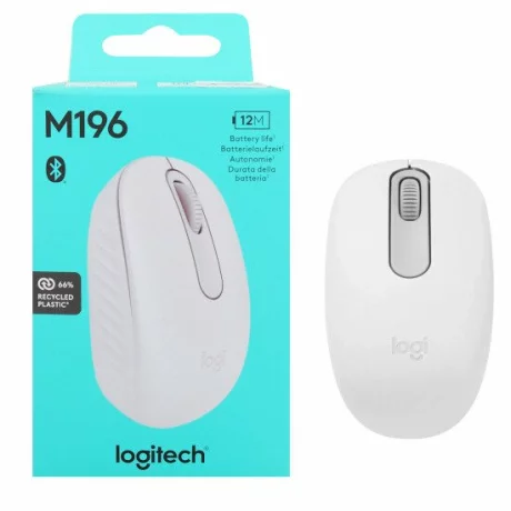 Logitech Wireless Mouse M196, 1000 DPI, White