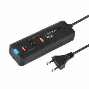 Incarcator de retea Esperanza, EZC109, 60W,  2xUSB-C, 2xUSB-A, Negru
