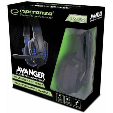 Casti gaming cu microfon Esperanza Avanger, EGH450, stereo, 2m, Negru/Albastru