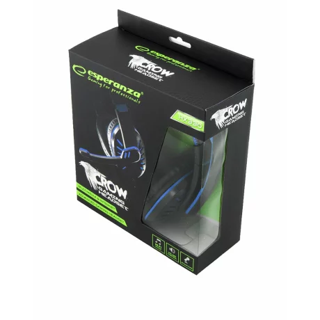 Casti gaming cu microfon Esperanza Crow EGH330B, stereo, 2m, Negru/Albastru