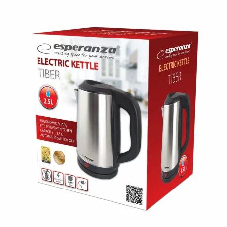 Fierbator electric Esperanza Tiber, EKK036X,  2200 W, 2.5l, Inox