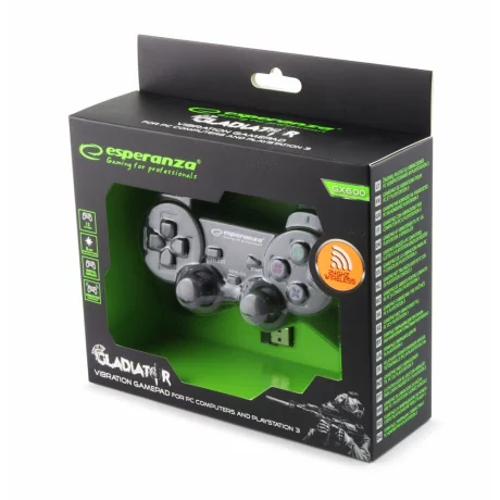 Gamdepad Esperanza Gladiator, EGG108G, cu vibratii, Wireless, PC/PS3, Negru