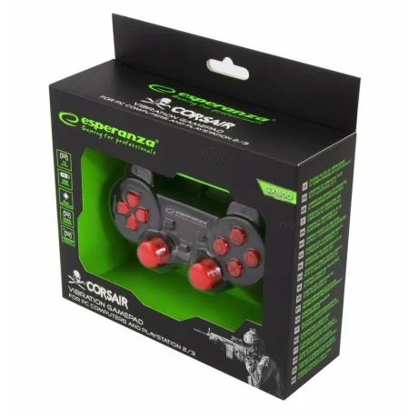Gamepad Esperanza Corsair, EGG105B cu vibratii, Usb, PC, Negru/Rosu