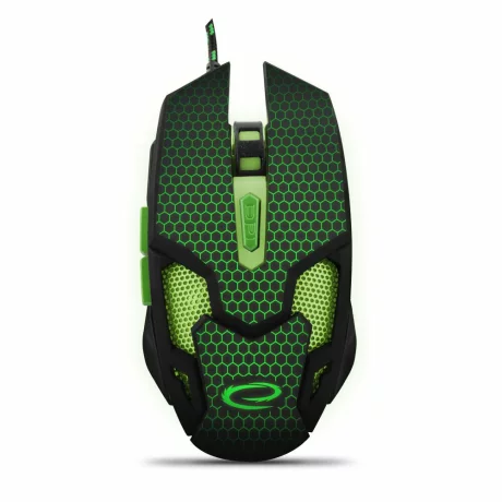 Mouse optic cu fir Esperanza Cobra EGM207G, 6 butoane, Usb, 2400dpi, Negru/Verde
