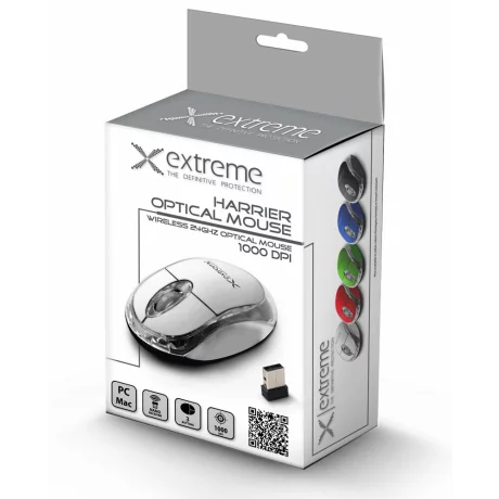 Mouse optic wireless Esperanza Harrier, XM105W,  3 butoane, 2.4GHz, Usb, 1000dpi, Alb/Transparent