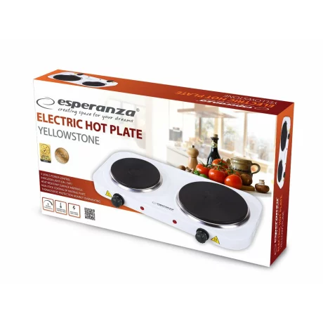 Plita electrica Esperanza Yellowstone, EKH014W, 1000W, 1x18.8cm+1x15.5cm, Alb