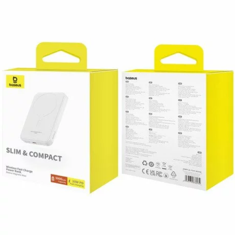 Acumulator extern Baseus Magnetic Mini, 5000 mAh, 20W, Alb – P10022107223-00