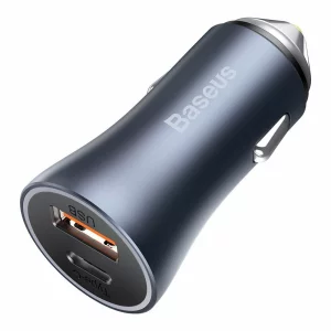 Incarcator auto Baseus CCJD-0G, Golden Contactor Pro, 1xUSB Type-C / 1xUSB-A, 40W, PD3.0, QC4+,SCP, FCP, AFC, Gri