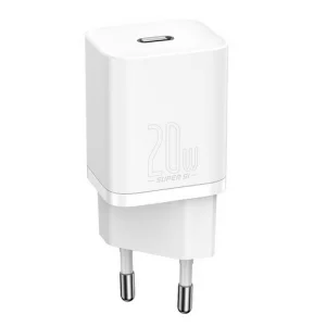 Incarcator retea Baseus CCSUP-B02, Super Si 1C fast charger, 1xUSB Type-C, 20W, PD, Alb