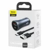 Set Incarcator auto Baseus Golden Contactor Pro, USB-C + USB-A, 40W, cablu inclus, Gri – TZCCJD-0G