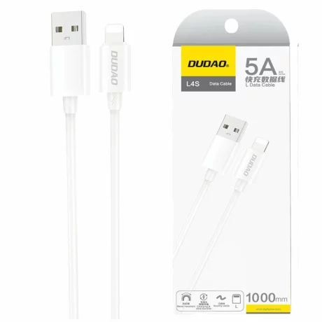 Cablu de date si incarcare Dudao L4SL, USB to Lightning, 2A, 1m, Alb