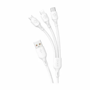 Cablu de date si incarcare universal Dudao, USB-A/USB-C/Micro USB/Lightning, 1.2m, Alb