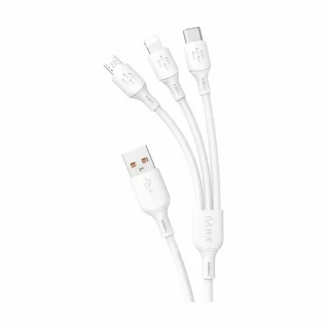 Cablu de date si incarcare universal Dudao, USB-A/USB-C/Micro USB/Lightning, 1.2m, Alb