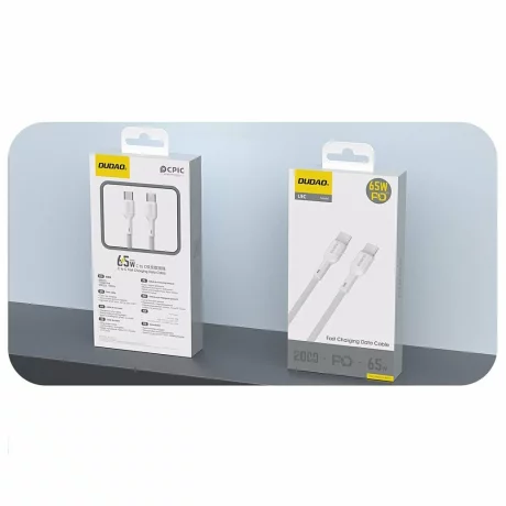 Cablu pentru incarcare si transfer de date Dudao, L9C, USB-C la USB-C, 65W, 2m, Alb