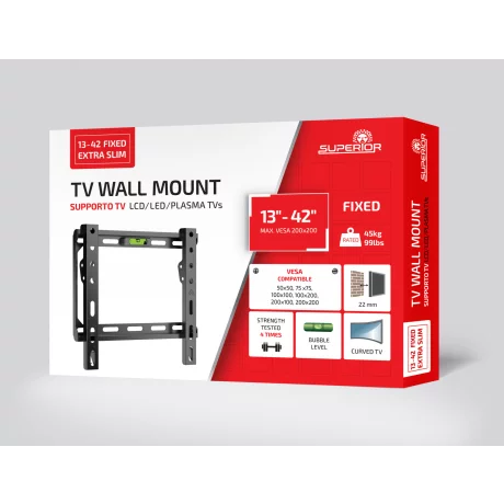 Suport Perete Superior SUPSTV001, 23"-42", 30 Kg, Negru