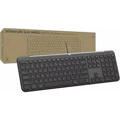 Logitech Wired Keyboard Signature Slim K620 for Business, US International layout, Graphite