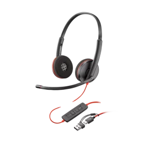 Casti HP Poly Blackwire 3220 Stereo USB-C Headset +USB-C/A Adapter