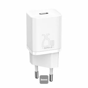 Incarcator retea Baseus CCSP020102, Super Si 1C fast charger, 1xUSB Type-C, 25W, PD, Quick Charge, Alb