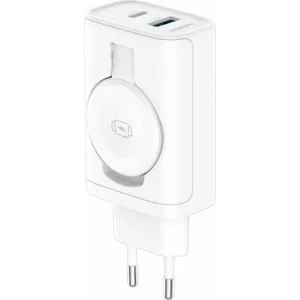 Incarcator retea 3mk, Hardy Charger, 1x USB-A/USB-C pentru iPhone/Apple Watch PD QC, 33W, Alb