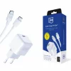 Incarcator Retea 3mk, HyperCharger PD 25W +USB-C Cablu, Alb