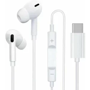 Casti cu fir 3mk, USB-C, Alb