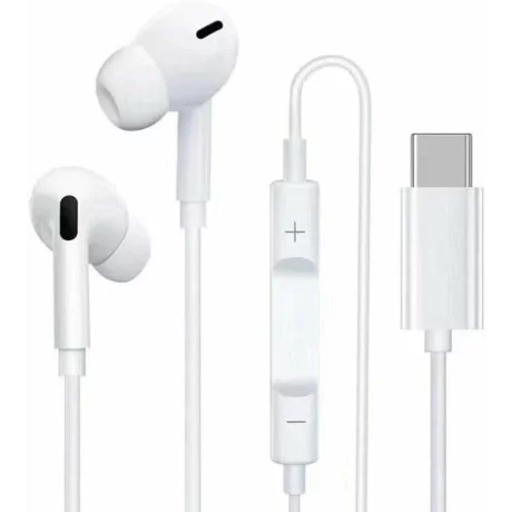 Casti cu fir 3mk, USB-C, Alb