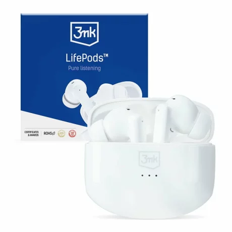 Casti wireless 3mk, LifePods, Bluetooth 5.4, Alb