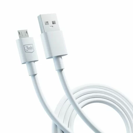 Cablu Date si Incarcare 3mk, Hyper, USB-A la Micro USB, 1.2m, 5V/2.4A, Alb