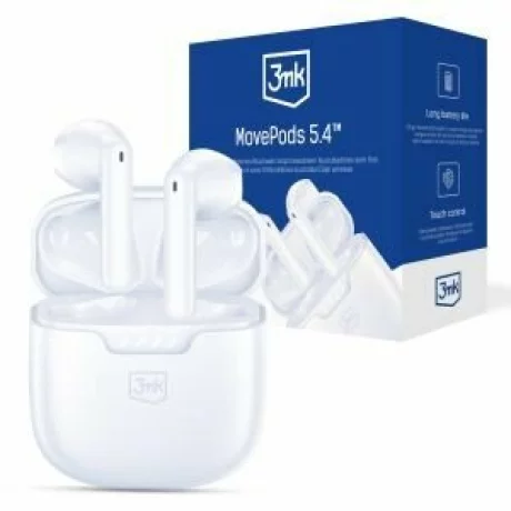Casti wireless 3mk, Movepods, Bluetooth 5.4, Alb