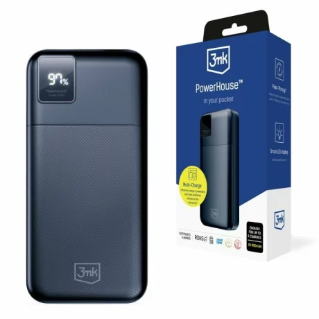 Acumulator extern 3MK, 20.000mAh, 22.5W, 2xUSB-A/USB-C, Negru